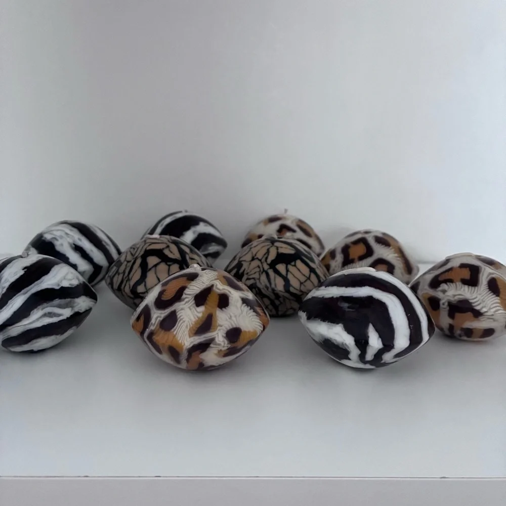 UNSCENTED Animal Print Candles  Shape: “mini-dome/mushroom” Total 10 candles